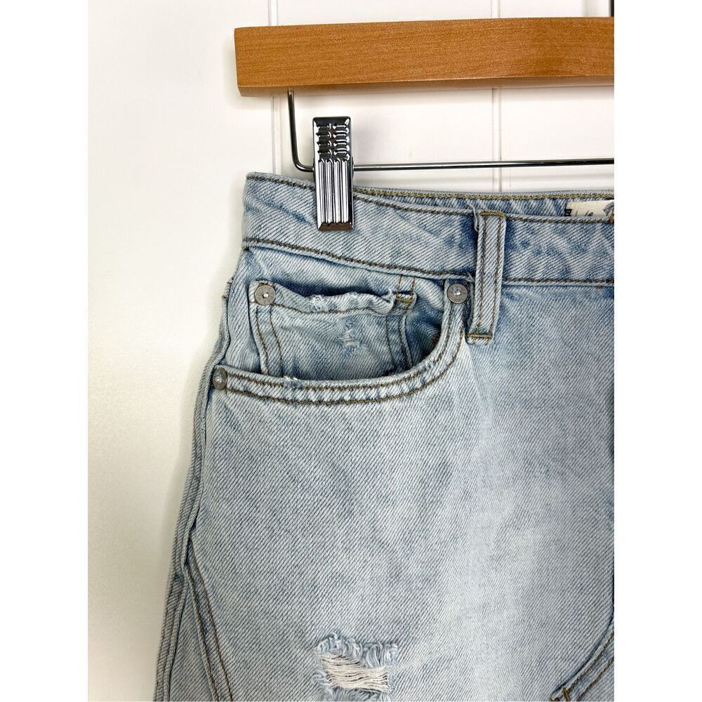 Free People X We the Free Montauk Button Fly Mini Distressed Denim Skirt 26 - Picture 4 of 12